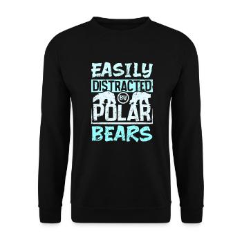 Easily distracted by polar bears - Unisex Pullover - Schwarz - Vorne - Alina (178cm) & Michal (187cm)