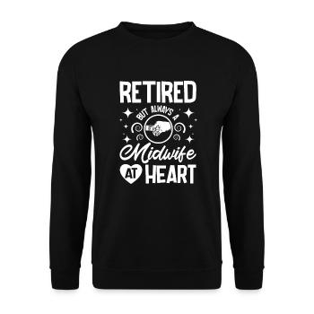 Retraitée mais toujours sage-femme dans l’âme - Sweat-shirt Unisexe - noir - Devant - Alina (178cm) & Michal (187cm)
