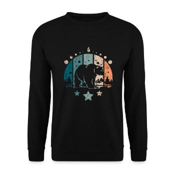 Retro Vintage Forest Polar Bear - Unisex Pullover - Schwarz - Vorne - Alina (178cm) & Michal (187cm)