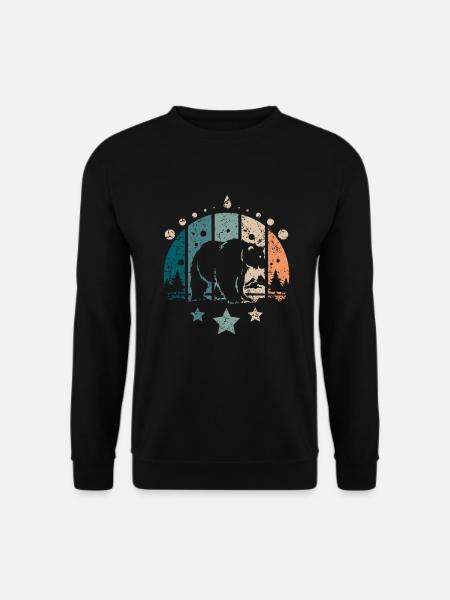 Retro Vintage Forest Polar Bear - Unisex Pullover - Schwarz