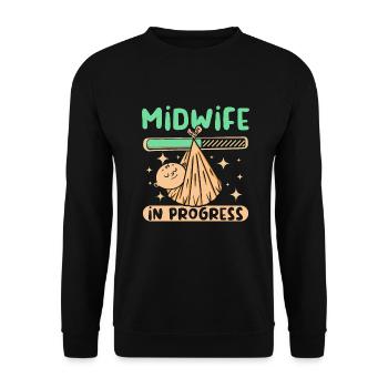 Midwife in progress - Unisex Pullover - Schwarz - Vorne - Alina (178cm) & Michal (187cm)