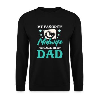 Ma sage-femme préférée m’appelle papa - Sweat-shirt Unisexe - noir - Devant - Alina (178cm) & Michal (187cm)