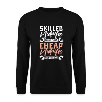 Skilled midwives aren't cheap cheap - Unisex Pullover - Schwarz - Vorne - Alina (178cm) & Michal (187cm)