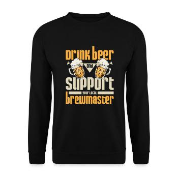Drink beer and support your local brewmaster - Unisex Pullover - Schwarz - Vorne - Alina (178cm) & Michal (187cm)