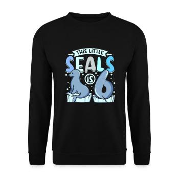 6 years old this little seal is 6th birthday - Unisex Pullover - Schwarz - Vorne - Alina (178cm) & Michal (187cm)