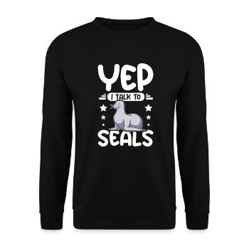 Yep I talk to seals - Unisex Pullover - Schwarz - Vorne - Alina (178cm) & Michal (187cm)