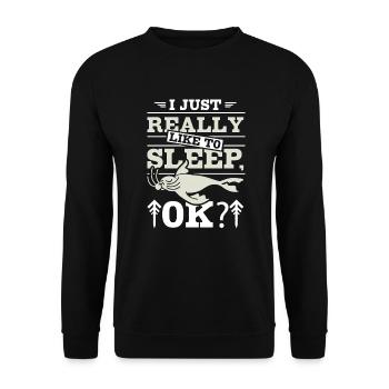 I just realy like to sleep ok - Unisex Pullover - Schwarz - Vorne - Alina (178cm) & Michal (187cm)