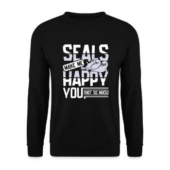Seals make me happy you not so much - Unisex Pullover - Schwarz - Vorne - Alina (178cm) & Michal (187cm)