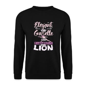 Elegant as a gazelle dangerous as a lion fencing - Unisex Sweatshirt - black - Front - Alina (178cm) & Michal (187cm)