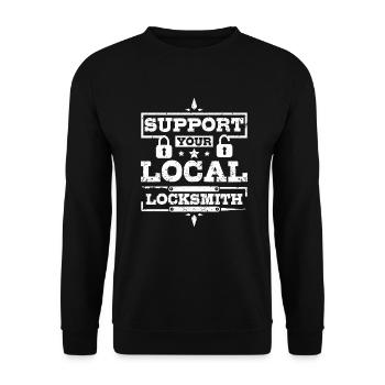 Support your local locksmith - Unisex Sweatshirt - black - Front - Alina (178cm) & Michal (187cm)