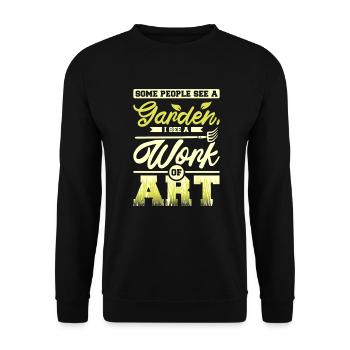 Some people see a garden I see a work of art - Unisex Pullover - Schwarz - Vorne - Alina (178cm) & Michal (187cm)