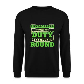 Landscaper on duty all year round - Unisex Pullover - Schwarz - Vorne - Alina (178cm) & Michal (187cm)