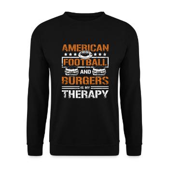 American football and burger is my therapy - Unisex Pullover - Schwarz - Vorne - Alina (178cm) & Michal (187cm)