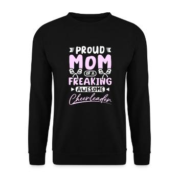 Mom of a freaking awesome cheerleader - Unisex Pullover - Schwarz - Vorne - Alina (178cm) & Michal (187cm)