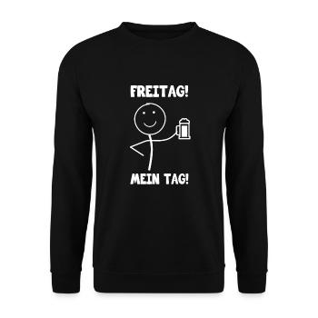 Freitag mein Tag Bier trinken - Unisex Pullover - Schwarz - Vorne - Alina (178cm) & Michal (187cm)