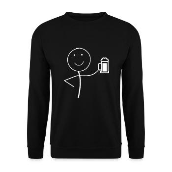 Stick figure with beer - Unisex Sweatshirt - black - Front - Alina (178cm) & Michal (187cm)