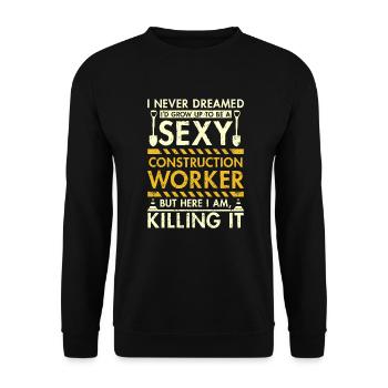 Sexy constucion worker - Unisex Pullover - Schwarz - Vorne - Alina (178cm) & Michal (187cm)