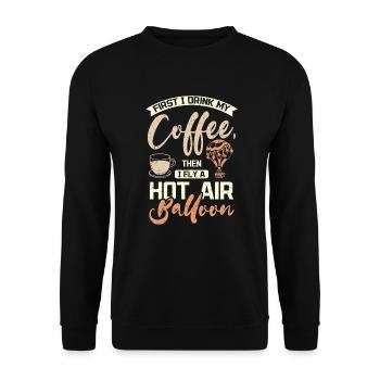 Café et montgolfière volante - Sweat-shirt Unisexe - noir - Devant - Alina (178cm) & Michal (187cm)