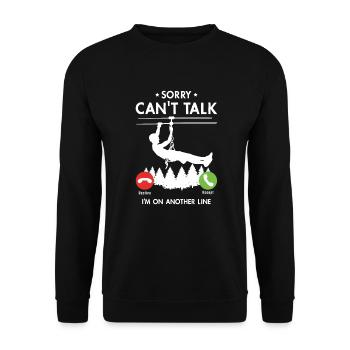 Désolé je ne peux pas parler je suis sur une autre ligne tyrolienne - Sweat-shirt Unisexe - noir - Devant - Alina (178cm) & Michal (187cm)