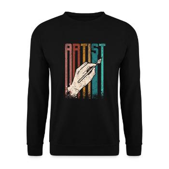 Retro Vintage Painter Arist - Unisex Sweatshirt - black - Front - Alina (178cm) & Michal (187cm)