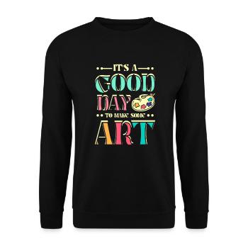 C'est une bonne journée pour faire de l'art - Sweat-shirt Unisexe - noir - Devant - Alina (178cm) & Michal (187cm)