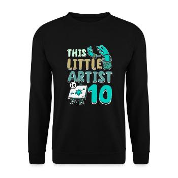10 ans Ce petit artiste a 10 ans - Sweat-shirt Unisexe - noir - Devant - Alina (178cm) & Michal (187cm)