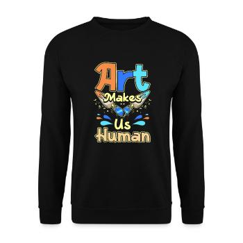 L’art nous rend humains - Sweat-shirt Unisexe - noir - Devant - Alina (178cm) & Michal (187cm)