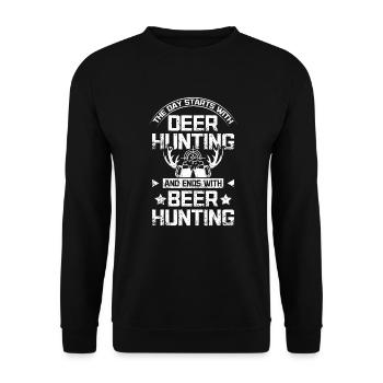 Commencez par la chasse au cerf et terminez par la chasse à la bière - Sweat-shirt Unisexe - noir - Devant - Alina (178cm) & Michal (187cm)