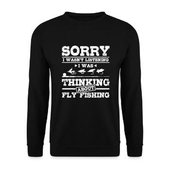 Penser à la pêche à la mouche - Sweat-shirt Unisexe - noir - Devant - Alina (178cm) & Michal (187cm)