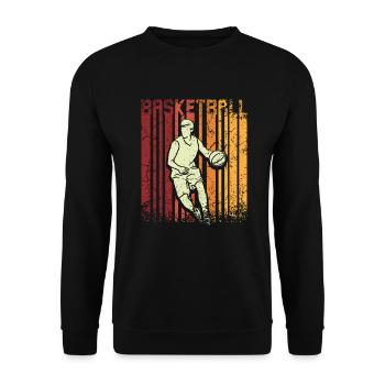 Retro Vintage Basketball Player - Unisex Pullover - Schwarz - Vorne - Alina (178cm) & Michal (187cm)