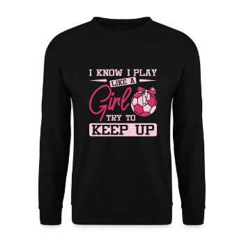 Play like a girl handball - Unisex Pullover - Schwarz - Vorne - Alina (178cm) & Michal (187cm)