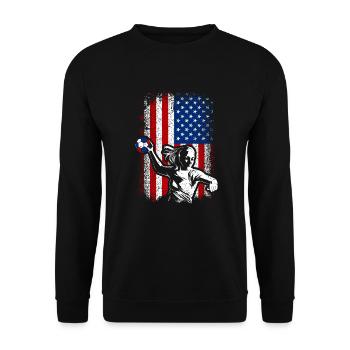 Usa American flag handball 4th of july - Unisex Pullover - Schwarz - Vorne - Alina (178cm) & Michal (187cm)