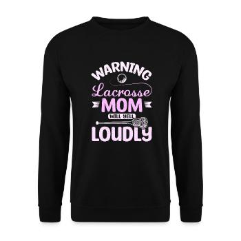 Warning lacrosse mom will yell loudly - Unisex Pullover - Schwarz - Vorne - Alina (178cm) & Michal (187cm)