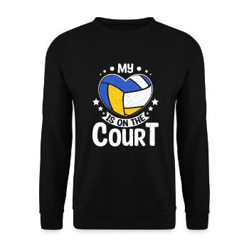 My Heart is on the volleyball court - Unisex Sweatshirt - black - Front - Alina (178cm) & Michal (187cm)