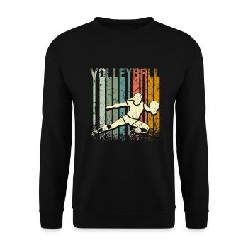 Retro Vintage Volleyball - Unisex Pullover - Schwarz - Vorne - Alina (178cm) & Michal (187cm)