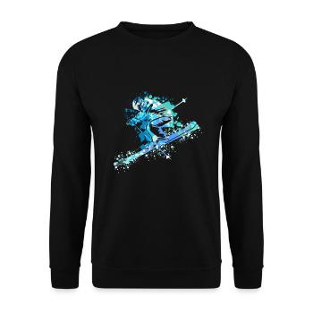 Splash Art Sports d’hiver Ski Ski Skis - Sweat-shirt Unisexe - noir - Devant - Alina (178cm) & Michal (187cm)