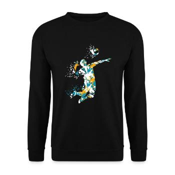 Colorful Splash Art Volleyball Player - Unisex Pullover - Schwarz - Vorne - Alina (178cm) & Michal (187cm)