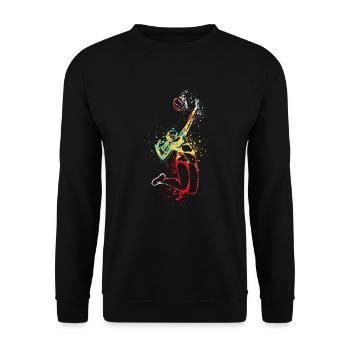 Cool Splash Art Volleyball Girl - Unisex Pullover - Schwarz - Vorne - Alina (178cm) & Michal (187cm)