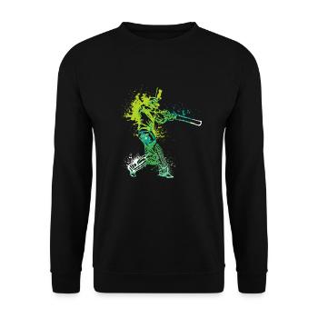 Splash Art Cricket Player - Unisex Pullover - Schwarz - Vorne - Alina (178cm) & Michal (187cm)