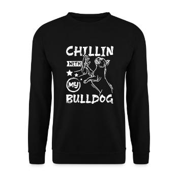 Chillin avec mon bouledogue français - Sweat-shirt Unisexe - noir - Devant - Alina (178cm) & Michal (187cm)
