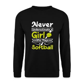 Ne sous-estimez jamais une fille qui joue au softball - Sweat-shirt Unisexe - noir - Devant - Alina (178cm) & Michal (187cm)