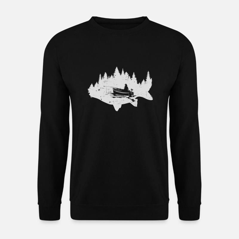 Wald Bäume Karpfen Angeln - Unisex Pullover - Schwarz