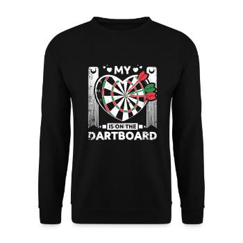 My heart is on the dartboard - Unisex Pullover - Schwarz - Vorne - Alina (178cm) & Michal (187cm)