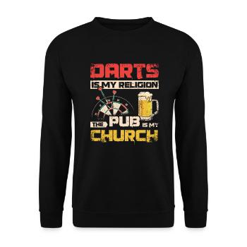 Darts is my religion, pub is my church - Unisex Sweatshirt - black - Front - Alina (178cm) & Michal (187cm)