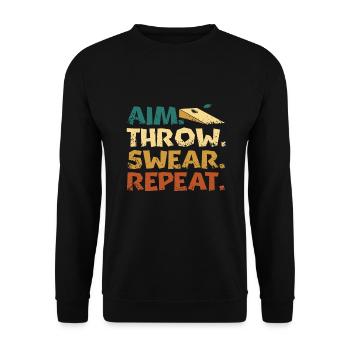 Viser. Jeter. Jurer. répéter. Jouer à Cornhole - Sweat-shirt Unisexe - noir - Devant - Alina (178cm) & Michal (187cm)