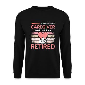 A legendary caregiver has retired - Unisex Pullover - Schwarz - Vorne - Alina (178cm) & Michal (187cm)