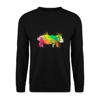 Splash Art Flusspferd Nilpferd Hippo - Sweat-shirt Unisexe - noir - Devant - Alina (178cm) & Michal (187cm)