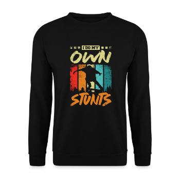 Je fais mes propres cascades, du skateboard - Sweat-shirt Unisexe - noir - Devant - Alina (178cm) & Michal (187cm)