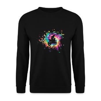 Tie dye Motocross Dirt Bike - Unisex Pullover - Schwarz - Vorne - Alina (178cm) & Michal (187cm)