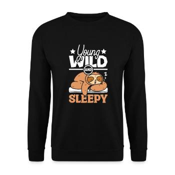 Young wild and sleepy sloth - Unisex Pullover - Schwarz - Vorne - Alina (178cm) & Michal (187cm)